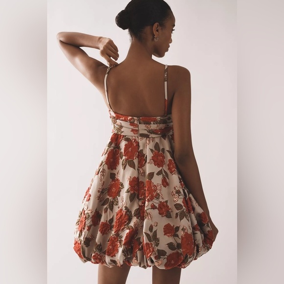 MAC DUGGAL NWT Sleeveless Bow Brocade Bubble Mini Dress in White 8 - Picture 5 of 11